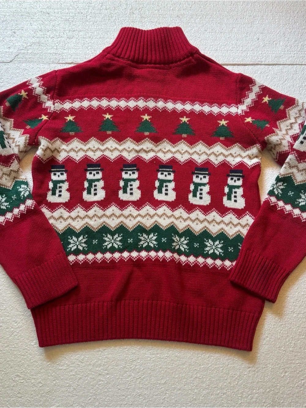 Children's Place Quarter Zip Knit Christmas Sweater Boy's 7/8
